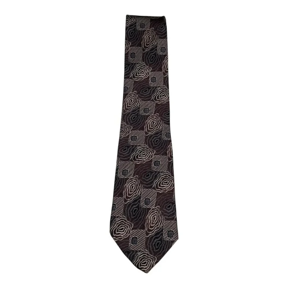 Fendi Designer Silk Geometric Patterned Brown Men's Tie 57.25x3.5‎